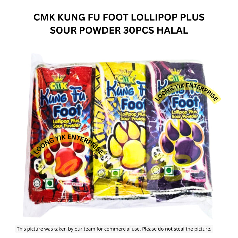 CMK KUNG FU FOOT LOLLIPOP PLUS SOUR POWDER 30PCS HALAL