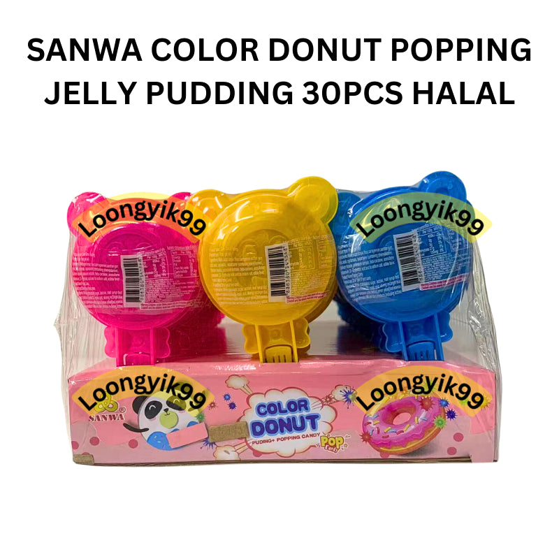 SANWA COLOR DONUT POPPING JELLY PUDDING 30PCS HALAL