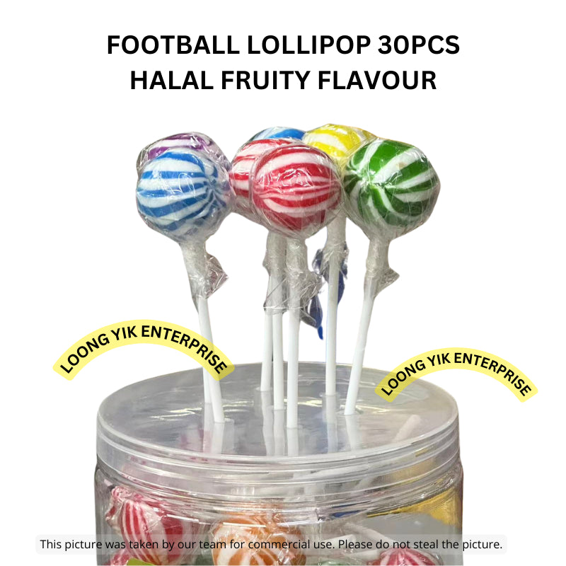 FOOTBALL LOLLIPOP 30CPCS FRUITY FLAVOUR LOONG LOONG BRAND HALAL