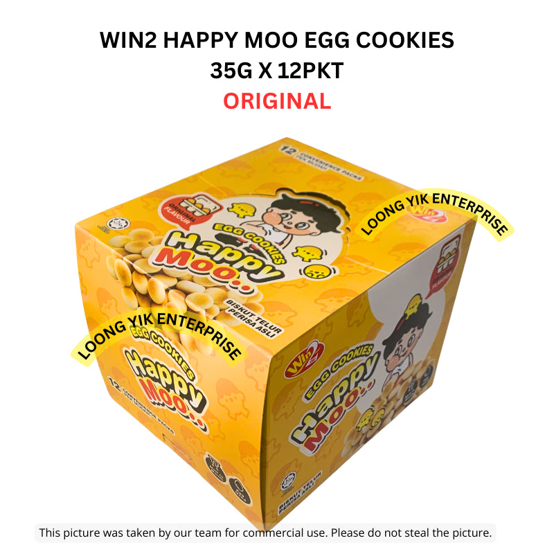 WIN2 HAPPY MOO EGG COOKIES 12PEK ORIGINAL / SUSU 35G X 12PKT