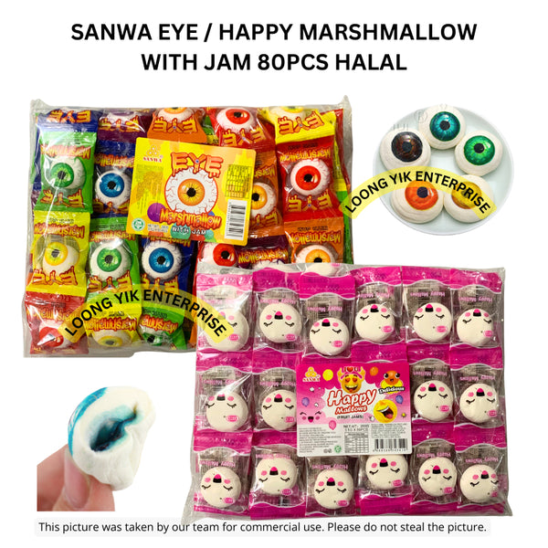 SANWA EYE / HAPPY MARSHMALLOW WITH JAM 80PCS HALAL