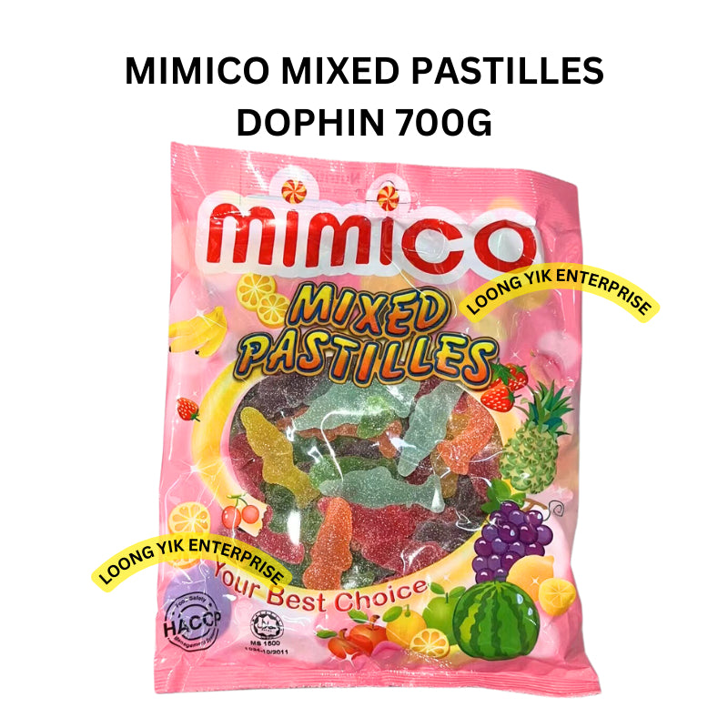 MIMICO MIXED PASTILLES GUMMY JELLY CANDY DOPHIN / STAR / HEART 700G