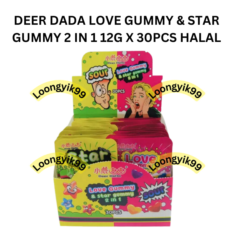 DEER DADA LOVEE GUMMY & STAR GUMMY 2 IN 1 12G X 30PCS HALAL