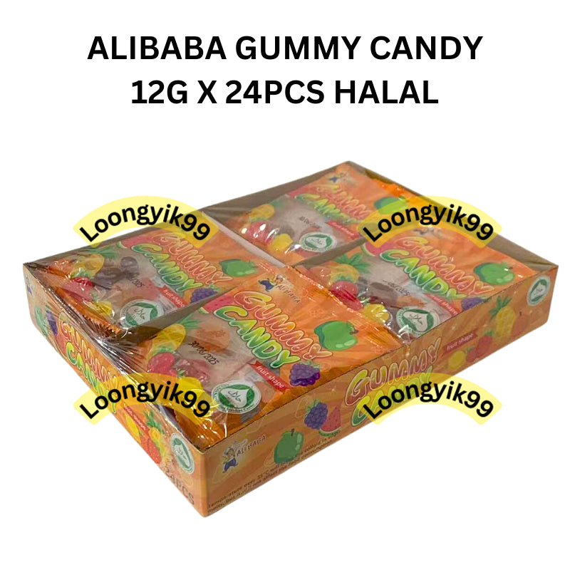 ALIBABA GUMMY CANDY 12G X 24PCS HALAL FRUIT SEA WORLD WORM MINI DINOSAUR