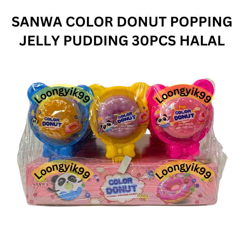 SANWA COLOR DONUT POPPING JELLY PUDDING 30PCS HALAL