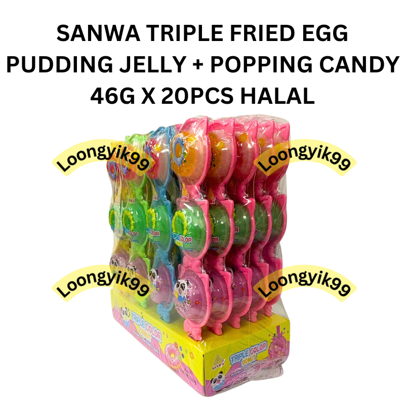 SANWA TRIPLE FRIED EGG PUDDING JELLY + POPPING CANDY 46G X 20PCS HALAL