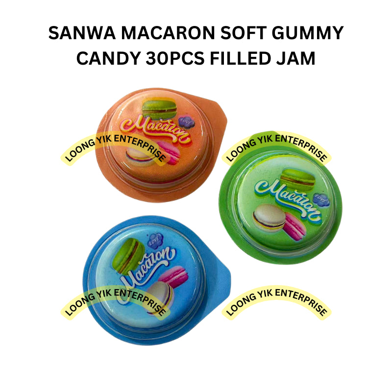 SANWA MACARON SOFT GUMMY CANDY 30PCS FILLED JAM