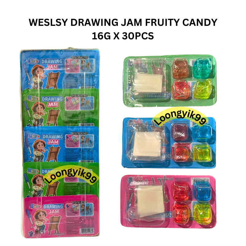 WESLSY DRAWING JAM FRUITY CANDY 16G X 30PCS HALAL