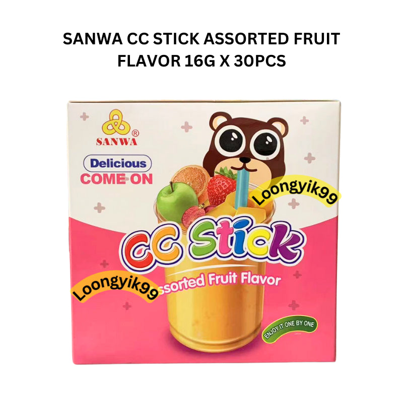 SANWA CC STICK ASSORTED FRUIT FLAVOR 16G X 30PCS HALAL