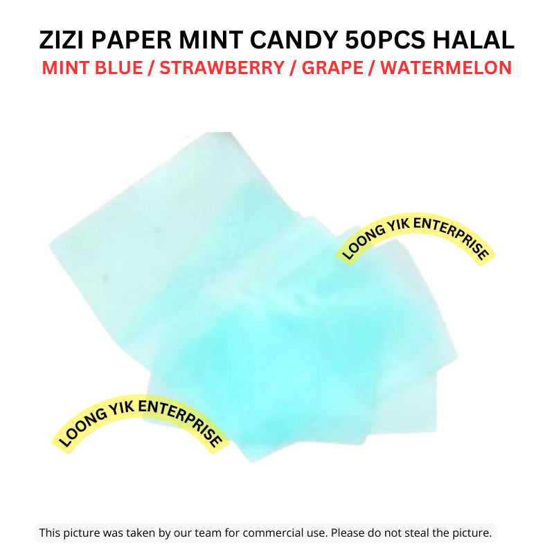 ZIZI PAPER MINT CANDY 50PCS HALAL STRAWBERRY / GRAPE HALAL