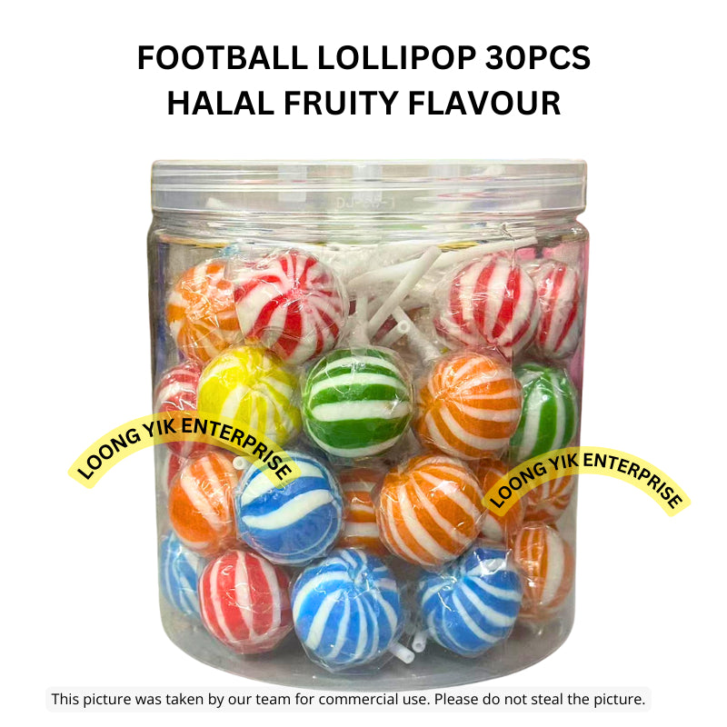 FOOTBALL LOLLIPOP 30CPCS FRUITY FLAVOUR LOONG LOONG BRAND HALAL