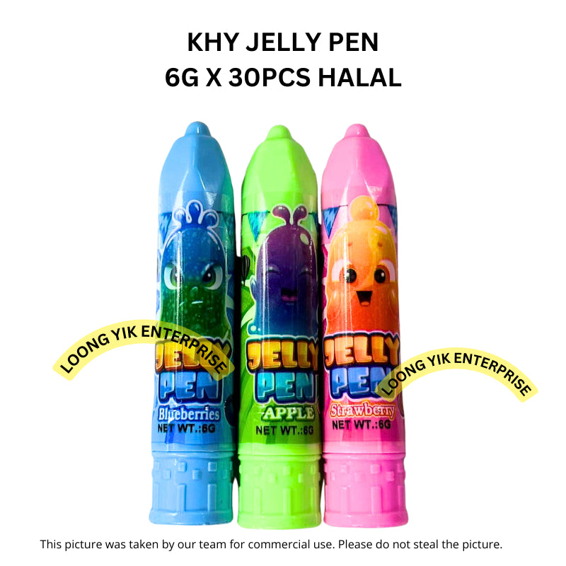 KHY JELLY PEN 6G X 30PCS HALAL FRUITY FLAVOUR GEL CANDY