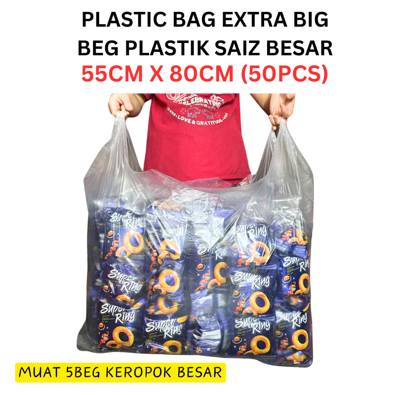 PLASTIC BAG EXTRA BIG 55CM X 80CM (50PCS) PLASTIK BEG BESAR