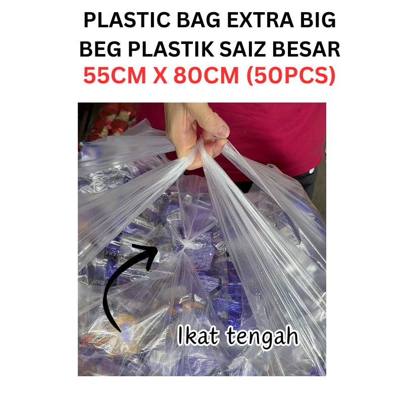 PLASTIC BAG EXTRA BIG 55CM X 80CM (50PCS) PLASTIK BEG BESAR