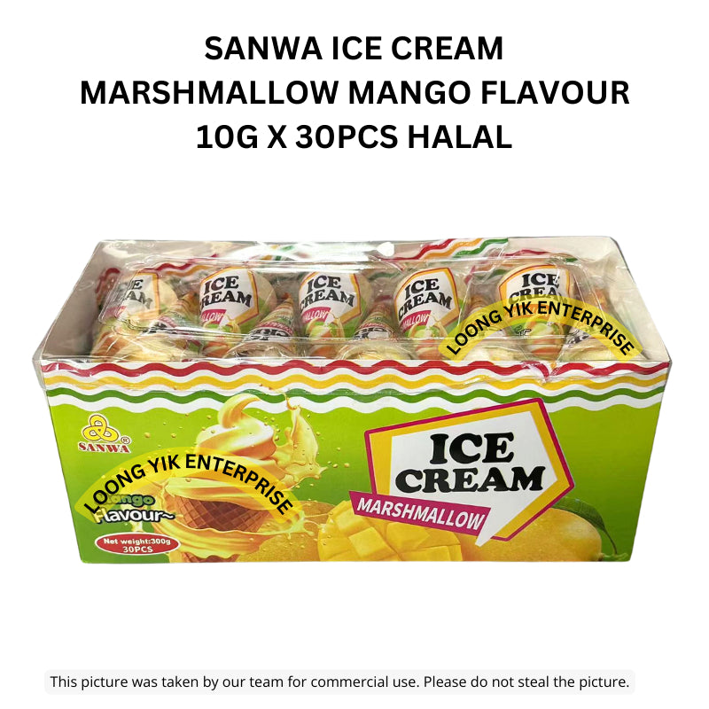 SANWA ICE CREAM MARSHMALLOW MANGO FLAVOUR 10G X 30PCS HALAL