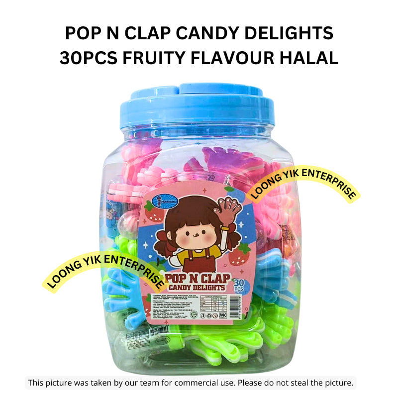 POP N CLAP CANDY DELIGHTS 30PCS FRUITY FLAVOUR HALAL