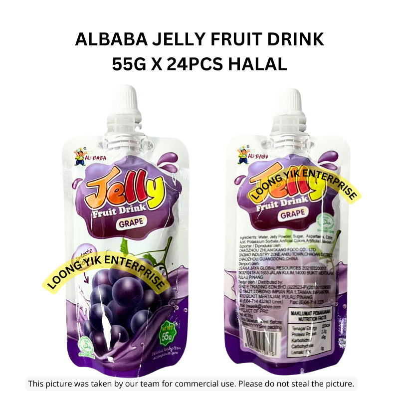 ALBABA JELLY FRUIT DRINK 55G X 24PCS HALAL