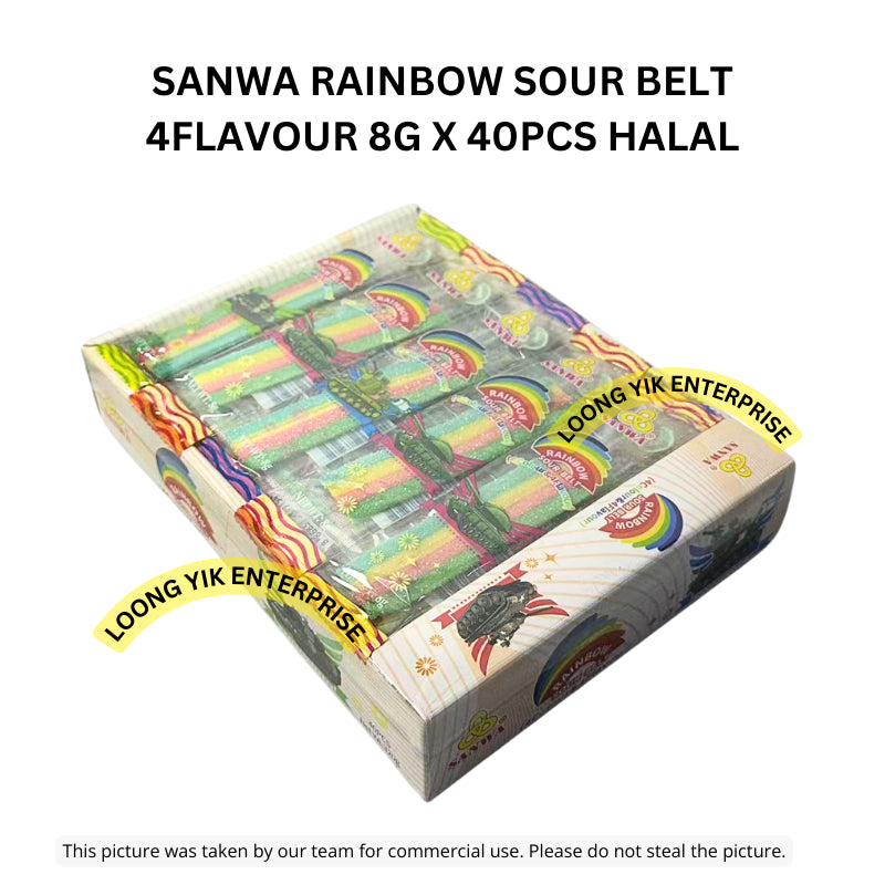 SANWA RAINBOW SOUR BELT 4FLAVOUR 8G X 40PCS HALAL