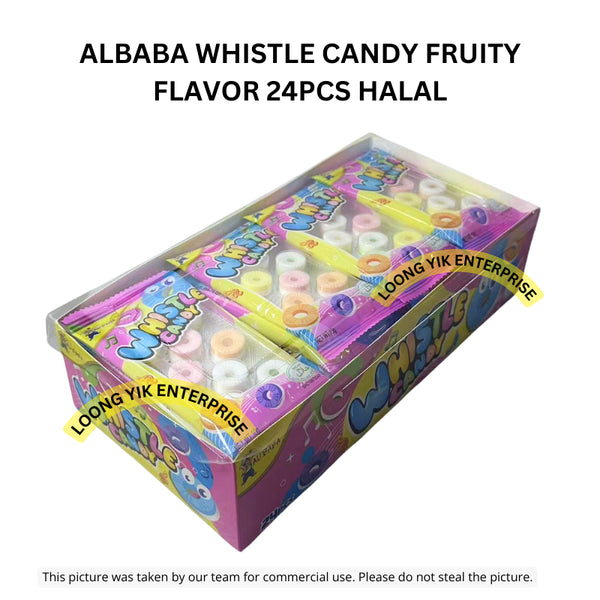 ALBABA WHISTLE CANDY FRUITY FLAVOR 24PCS HALAL