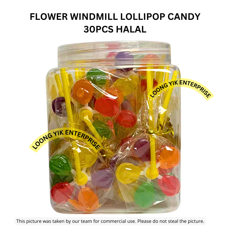 FLOWER WINDMILL LOLLIPOP CANDY 30PCS HALAL