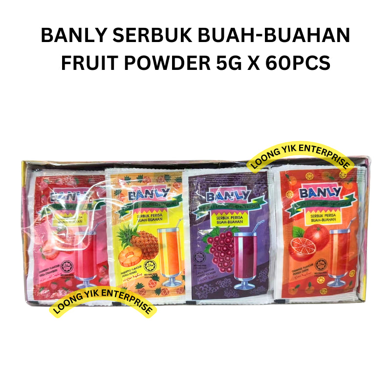 BANLY SERBUK BUAH-BUAHAN FRUIT POWDER 5G X 60PCS