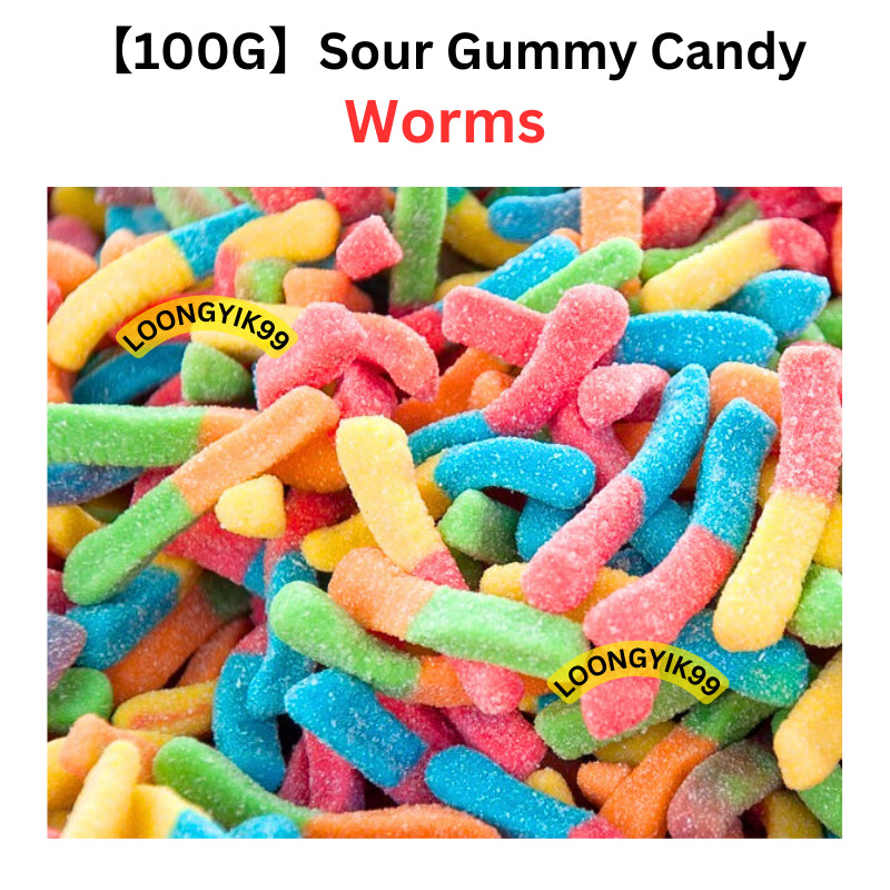 【100G】Halal Gummy Sour Mix Candy viral Sweet Candy Cola Donut Worm Blue Shark Fried Egg Halal