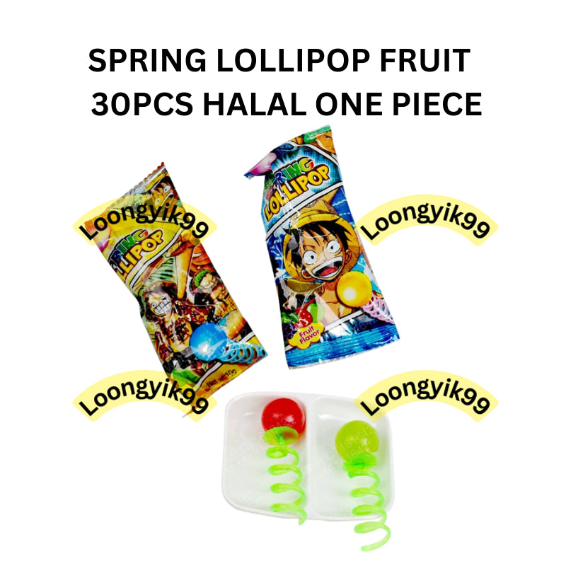 SPRING LOLLIPOP FRUIT FLAVOR 30PCS HALAL ONE PIECE