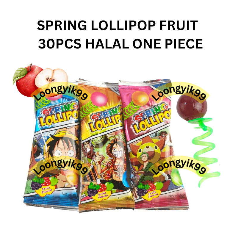 SPRING LOLLIPOP FRUIT FLAVOR 30PCS HALAL ONE PIECE