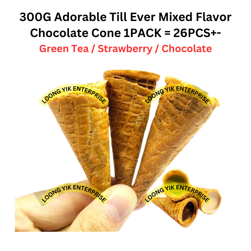 *HALAL* 300G Adorable Till Ever Mixed Flavor Chocolate Cone 26PCS Green Tea / Strawberry / Chocolate Flavor