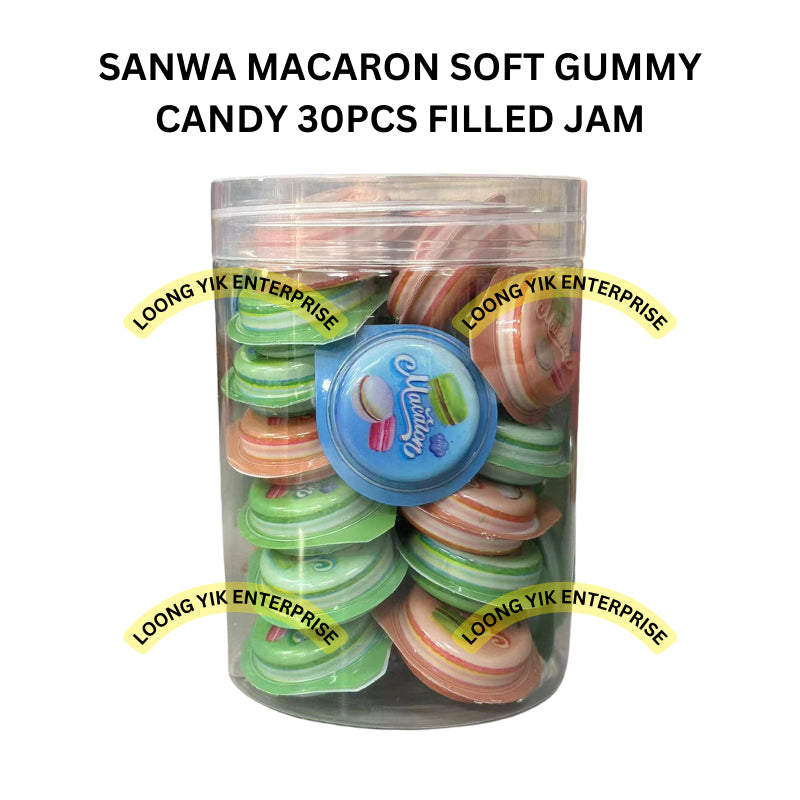 SANWA MACARON SOFT GUMMY CANDY 30PCS FILLED JAM