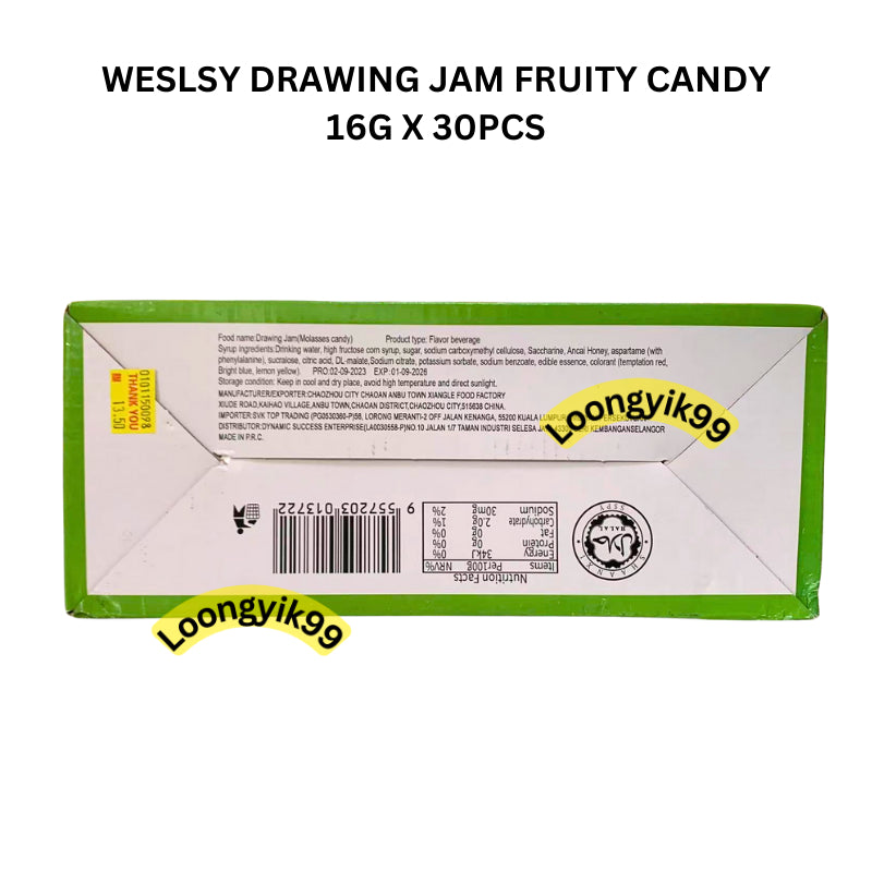 WESLSY DRAWING JAM FRUITY CANDY 16G X 30PCS HALAL