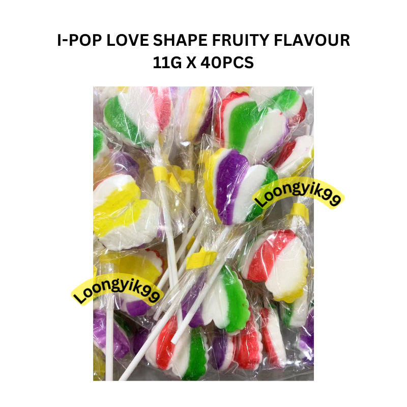 I-POP LOVE SHAPE FRUITY FLAVOUR LOLLIPOP CANDY 11G X 40PCS HALAL