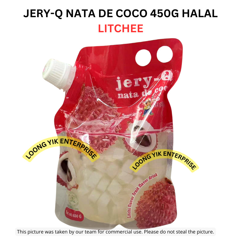 JERY-Q NATA DE COCO 450G GRAPE/MANGO/STRAWBERRY/LITCHEE HALAL