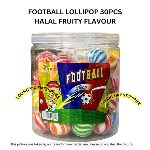 FOOTBALL LOLLIPOP 30CPCS FRUITY FLAVOUR LOONG LOONG BRAND HALAL