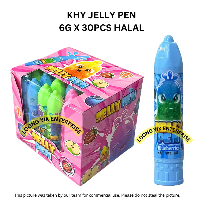 KHY JELLY PEN 6G X 30PCS HALAL FRUITY FLAVOUR GEL CANDY