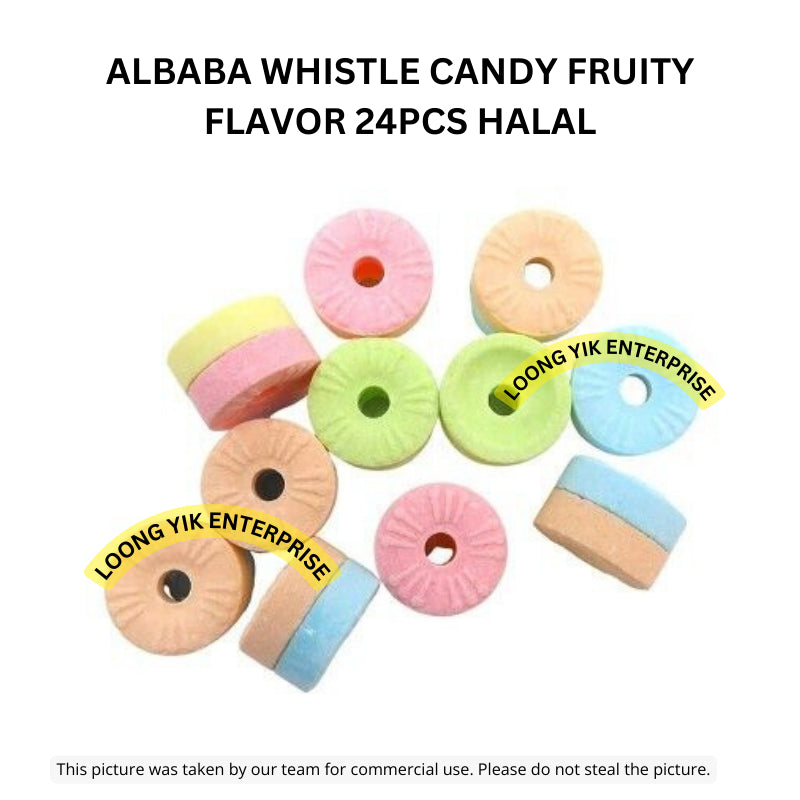 ALBABA WHISTLE CANDY FRUITY FLAVOR 24PCS HALAL