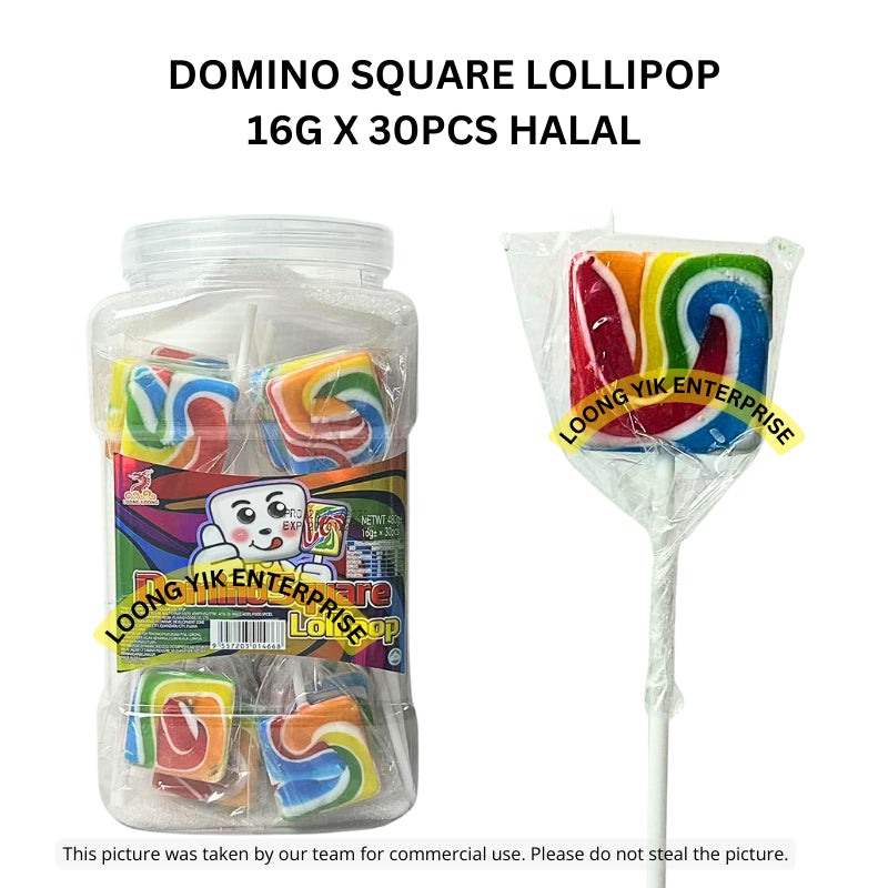 DOMINO SQUARE LOLLIPOP 16G X 30PCS HALAL