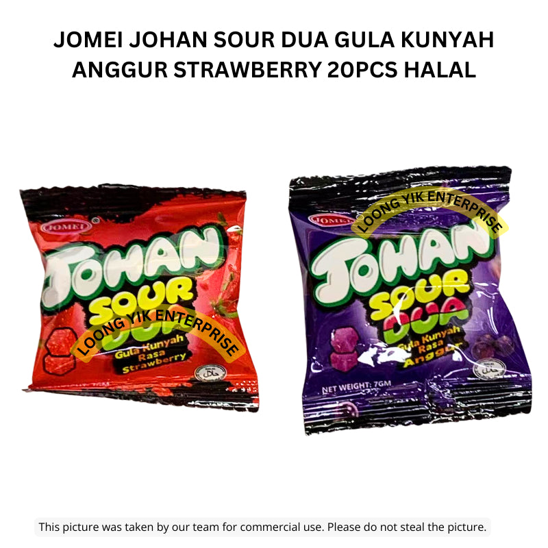 JOMEI JOHAN SOUR DUA GULA KUNYAH ANGGUR STRAWBERRY 20PCS HALAL