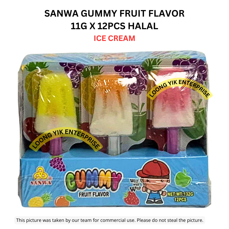 SANWA GUMMY FRUIT FLAVOR 11G X 12PCS HALAL ICE CREAM, BUAH-BUAHAN, ANIMAL & PAW, WINDMILL