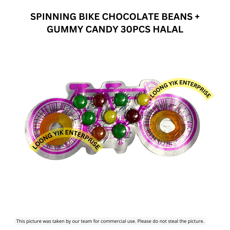 SPINNING BIKE CHOCOLATE BEANS + GUMMY CANDY 30PCS HALAL