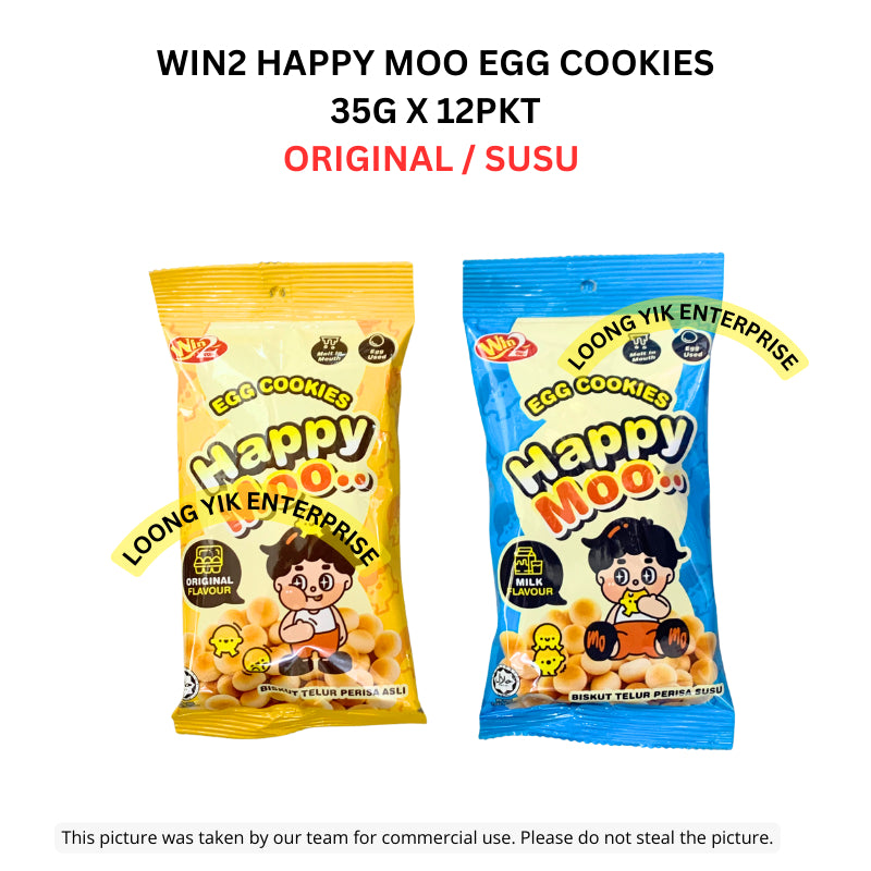 WIN2 HAPPY MOO EGG COOKIES 12PEK ORIGINAL / SUSU 35G X 12PKT