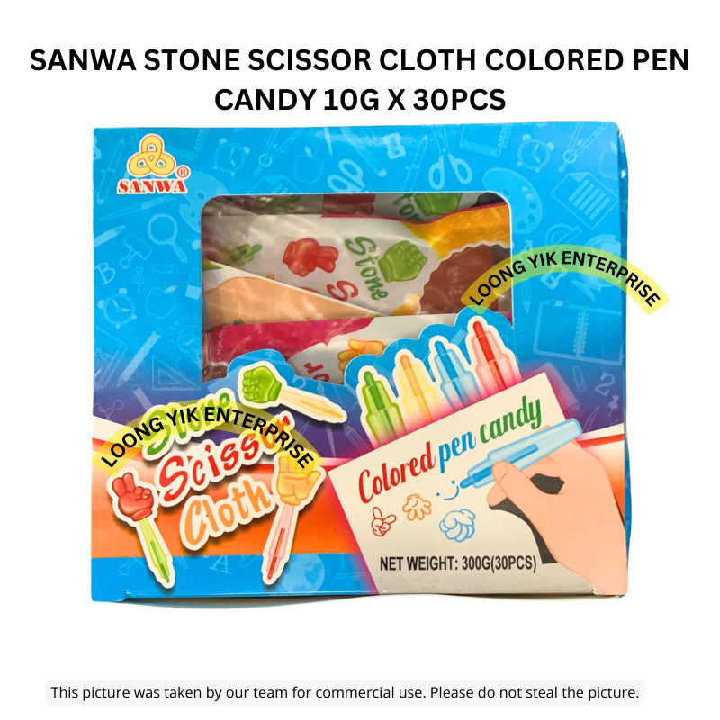 SANWA STONE SCISSOR CLOTH COLORED PEN CANDY 10G X 30PCS