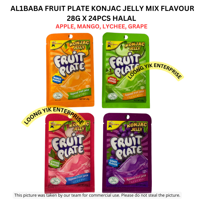 AL1BABA FRUIT PLATE KONJAC JELLY MIX FLAVOUR 28G X 24PCS HALAL