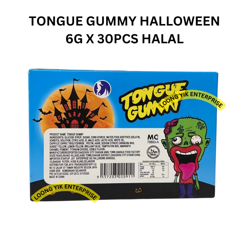 Halloween TONGUE GUMMY FRUIT FUDGE CANDY 6G X 30PCS