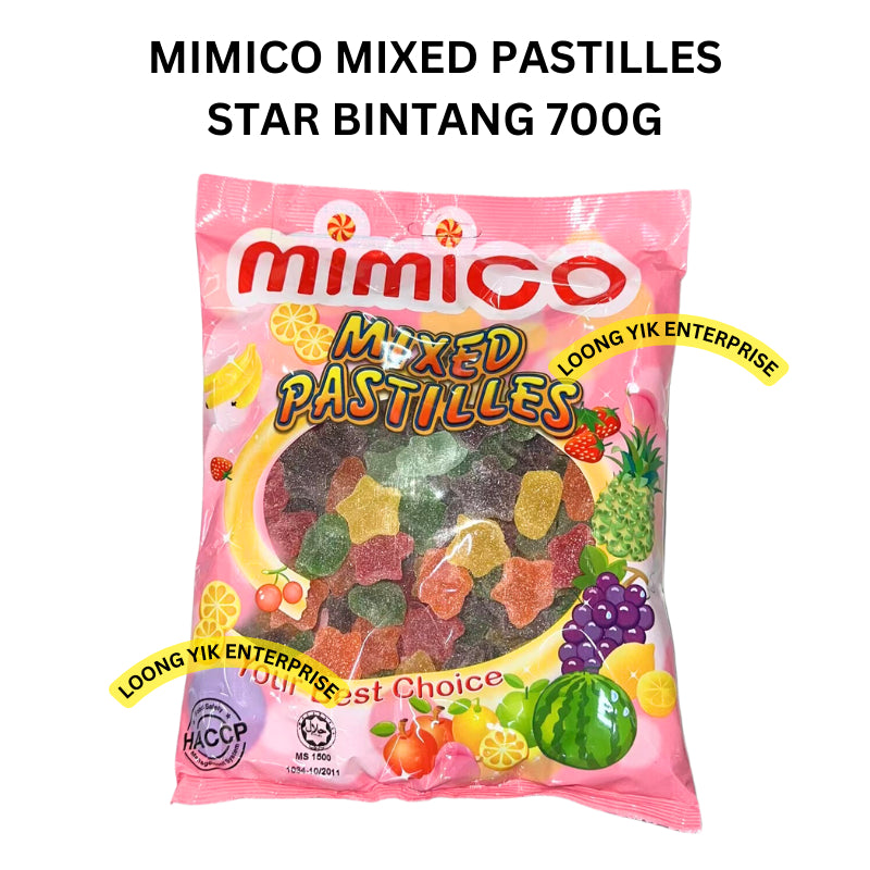 MIMICO MIXED PASTILLES GUMMY JELLY CANDY DOPHIN / STAR / HEART 700G