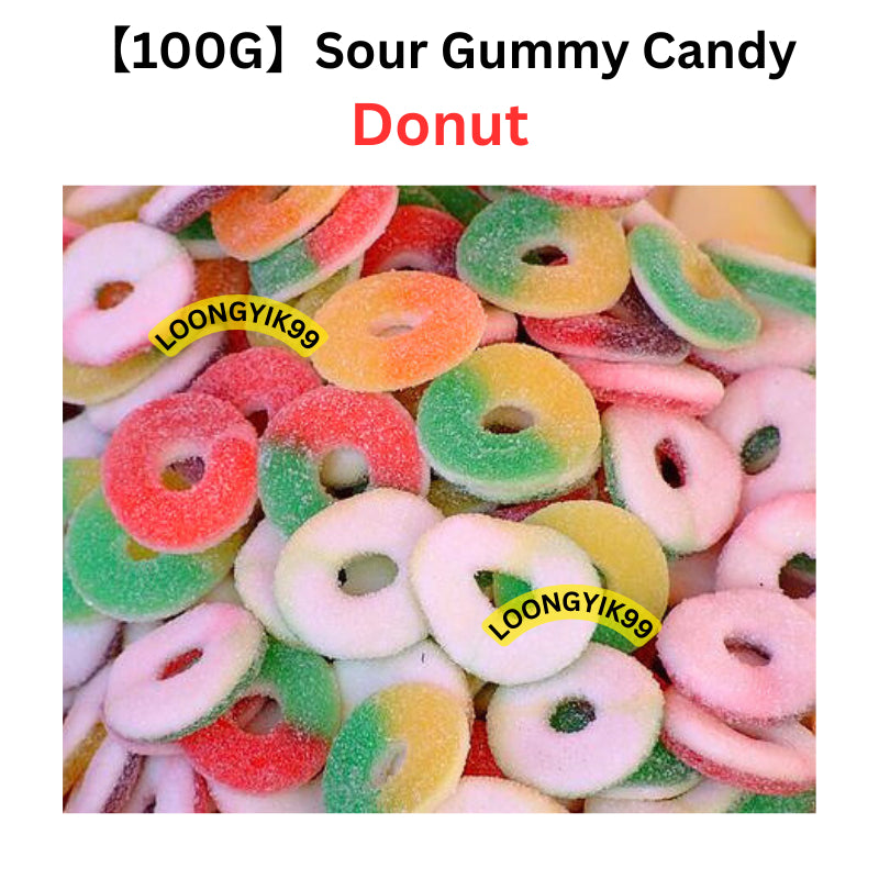 【100G】Halal Gummy Sour Mix Candy viral Sweet Candy Cola Donut Worm Blue Shark Fried Egg Halal