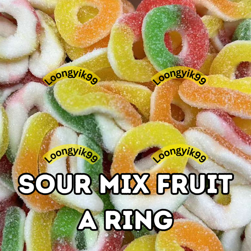 【100G】Halal Gummy Sour Mix Candy viral Donut Sweet Candy Cola Worm Blue Shark Sweet Ribbon Fried Egg Halal