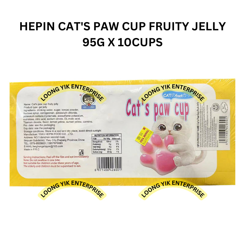 HEPIN CAT'S PAW CUP FRUITY JELLY 95G X 10CUPS HALAL