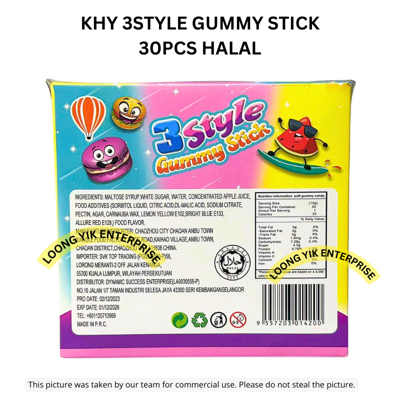 KHY 3STYLE GUMMY STICK 30PCS HALAL