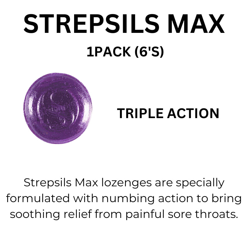 1Packet Strepsils Max Triple Action Blackcurrant (6's)